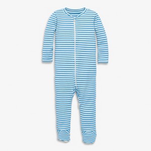 Primary Kids Baby Organic Zip Footie In Stripe - 1 of 4