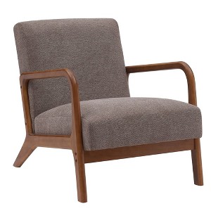 Mid Century Modern Accent Chair Fabric Lounge Armchair with Wood Frame Arm Chairs for Living Room - 1 of 4