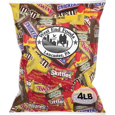 West End Foods Chocolate Candy (4 Pound) Bundle with Twix, Snickers, Skittles, Starburst, & More