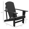 Outsunny Wooden Adirondack Chair, Outdoor Patio Lawn Chair with Cup Holder, Weather Resistant Lawn Furniture, Classic Lounge for Deck, Garden,Black - 3 of 4