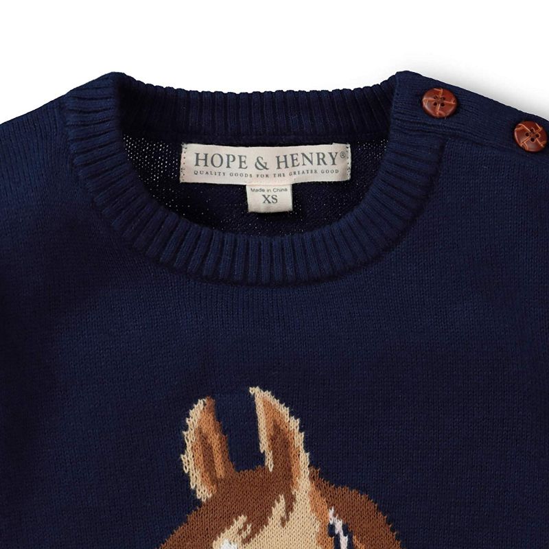 Hope & Henry Girls' Horse Intarsia Pullover Sweater, Infant, 4 of 8