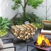 Syemin Firewood Racks and Carriers 40" Waterproof Firewood Log Rack Heavy Duty Wood Storage Hoop Logs Stacker Stand, Black, 40.2"*15"*43.3" - 4 of 4