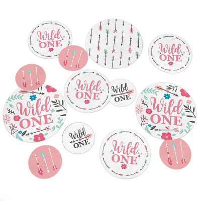 Big Dot of Happiness She's a Wild One - Boho Floral 1st Birthday Party Giant Circle Confetti - Party Decorations - Large Confetti 27 Count