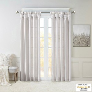 PAGED Faux Silk Blackout Curtains for Bedroom,Window Curtain Panel with Twisted Tab Top,Lined,Curtains for Living Room,Machine Washable - 1 of 4