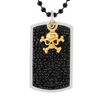 Men's Crucible Stainless Steel Black Crystal Dog Tag Pendant
