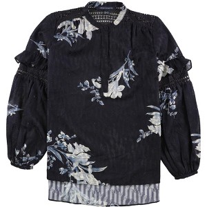 French Connection Womens Frill Sleeve Floral Pullover Blouse - 1 of 1