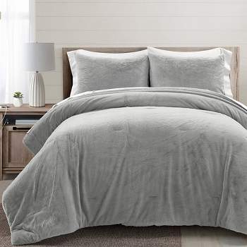 Lush Décor Modern Ultra Soft Faux Fur Light Weight All Season Comforter Bedding Set 