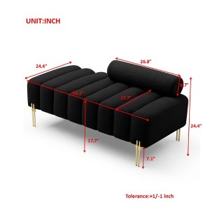 CAVINAS 53.2" Modern End of Bed Sofa Fabric Upholstered 2 Seater Sofa Couch Fuzzy Sofa Stool with Gold Metal Legs for Living Room - 1 of 4