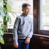 Hope & Henry Boys' Long Sleeve Quilted Shawl Collar Sweatshirt with Elbow Patches, Quilted Dark Gray Heather, Medium - 2 of 4