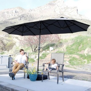 PURPLE LEAF 13ft Patio Market Umbrella and Base Double-Sided Rectangle Outdoor Table Sun Umbrellas with Crank - 1 of 4