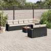 vidaXL 9 Piece Patio Sofa Set with Cushions Black and Cream - Table + 5x Corner + 3x Middle - 2 of 4