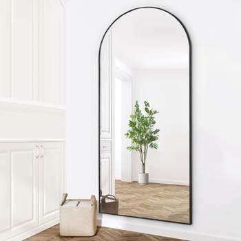 Muse Black Arch Mirror Full Length,71X24 Arched Mirror Oversize Rectangle With Arch-Crowned Top with Aluminum Frame Leaning Floor Mirrors-The Pop Home