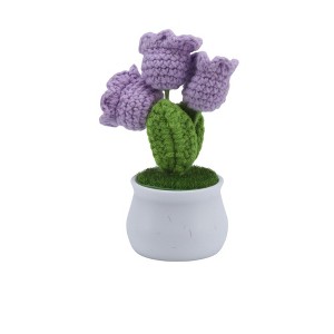 Unique Bargains Artificial Plants Hand-Knit Lily of the Valley DIY Pot Yarn 1.97"x1.97"x5.51" 1 Pcs - 1 of 4