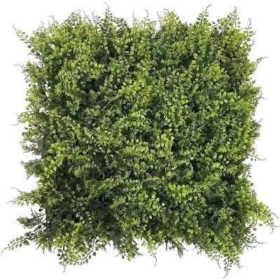 20x20" Artificial Grass Panel - Tropical Fern Privacy Screen w/Zip Ties, Faux Greenery Backdrop for Indoor/Outdoor, Wedding, Garden Decor
