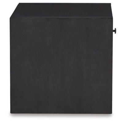 Modern Black Square Wood End Table with Storage