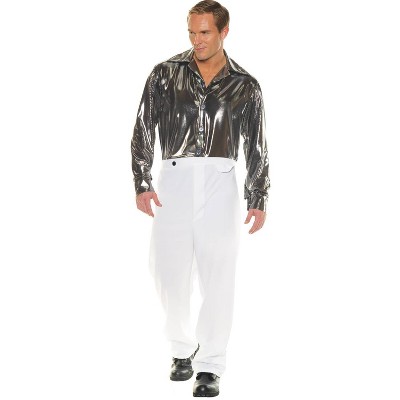 Adult Disco Shirt Black Silver Halloween Costume XXL