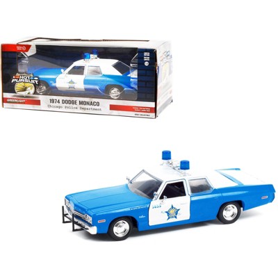 1974 Dodge Monaco Blue and White CPD "Chicago Police Dept" (Illinois) "Hot Pursuit" Series 1/24 Diecast Model Car by Greenlight