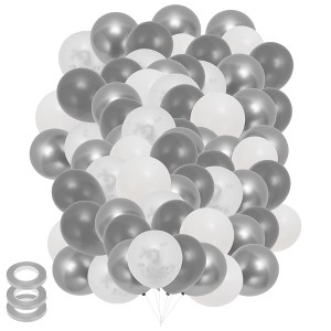 Unique Bargains Latex Party Balloons 10 -12" Round with Ribbon for Party Decorations - 1 of 4