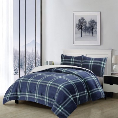 Swift Home | Reversible Flannel & Faux Shearling 3-Piece Down Alternative Comforter Set