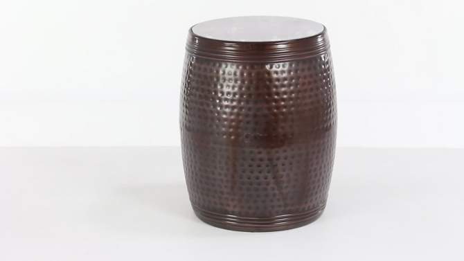 Farmhouse Drum Style Side Table Brown - Olivia &#38; May, 2 of 5, play video