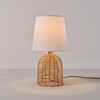 Globe Electric 16" Rattan Base Table Lamp with White Linen Shade: ETL Listed, Metal Body, Drum Shade Shape, 5' Cord - 3 of 4
