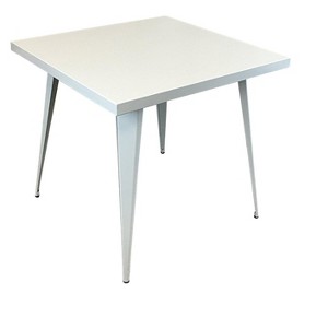 HomeRoots 32" White Steel and Metal Square Dining Table - 1 of 4
