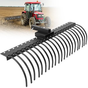 60" Landscape Rock Rake Fits 2" Receiver, 3-Point Hitch Attachment with 360-Degree Rotation, Tow-Behind Garden Tool for Compact Tractors Category 1 - 1 of 4