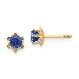 Black Bow Jewelry Kids 4mm Synthetic Sapphire Screw Back Stud Earrings 14k Yellow Gold - 1 of 4