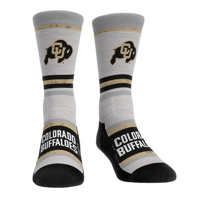 NCAA Colorado Buffaloes Adult Cool Gray Block Crew Socks - L/XL