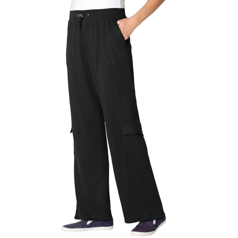 Woman Within Women's Plus Size Tall Pull-On Knit Cargo Pant, 1 of 2