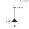 Possini Euro Design Cynthia Brushed Nickel Black Mini Pendant 12" Wide Modern White Glass Fixture for Dining Room Kitchen Island - 4 of 4