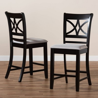 Chandler Gray Upholstered Wood Pub Chairs, Set of 2