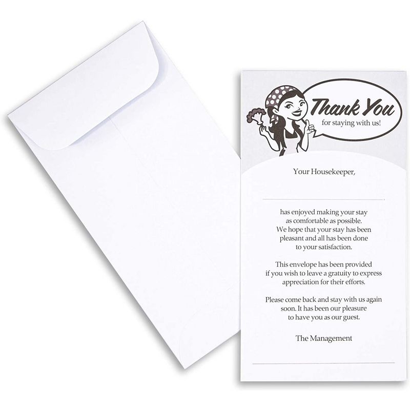 Juvale 500 Pack Housekeeping Thank You Envelopes for Cash, Coins, Gratuity, 3.5 x 6.5 In, 5 of 6