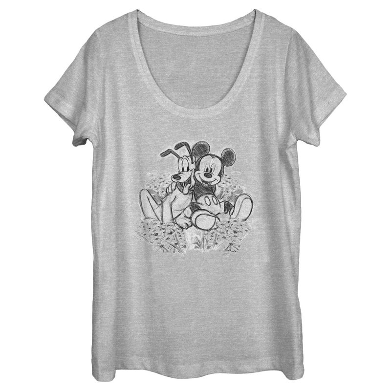 Women's Mickey & Friends Best Friends Sketch T-Shirt, 1 of 5