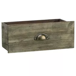 Allstate Floral 15" Brown Wooden Antique-Style Drawer with Script Accents Decorative Storage Container