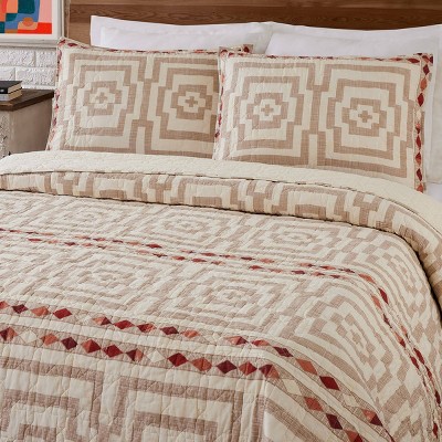 Hypnotic Cream and Taupe Cotton King Quilt Set