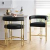 Modern Counter Barstools With Faux Leather,Counter Height Chairs Set Of 3,MidBar With Curved Armrest & Gold Metal Legs,Kitchen Island-Tanpinhause - 3 of 4