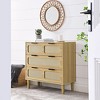 3 Rattan Drawer Dresser With 3 Wide Drawers, Metal Handles Modern Rattan Dresser Cabinet For Bedroom, Living Room - 2 of 4