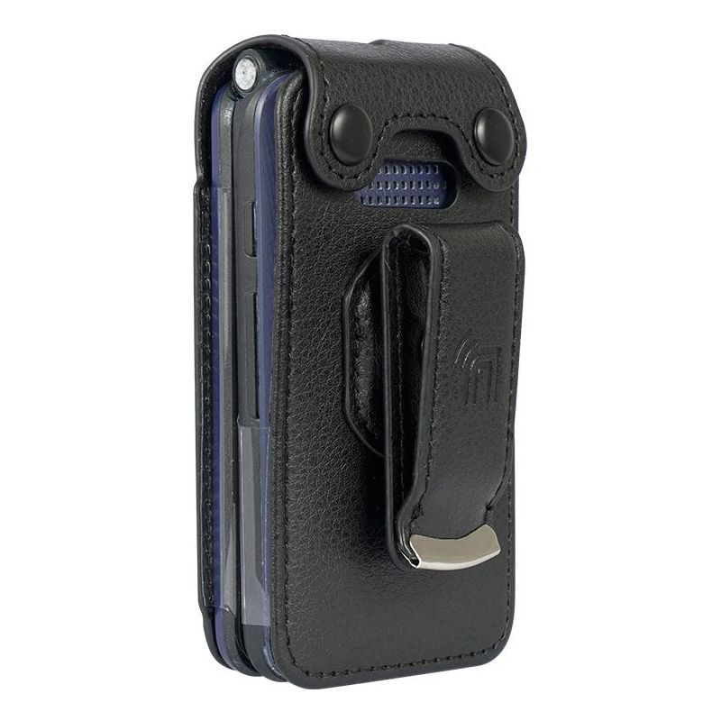 Nakedcellphone Case for AT&T Cingular Flex 2 / Cricket Debut Flex / Tracfone BLU Flex Flip Phone - Vegan Leather with Belt Clip - Black, 3 of 9