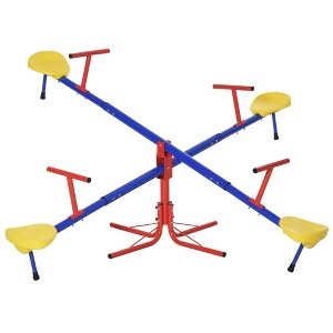 NAYSAYE Kids Seesaw Swivel Playset with Multi Seat Design for Backyard Outdoor Fun, Multicolor, 34.6"*12.6"*6.3" - 1 of 4