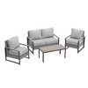 Sonkuki Outdoor Furniture Set Patio Conversation Sofa with Coffee Table Set, All-Weather PE Rattan Couch with Cushion - 2 of 4