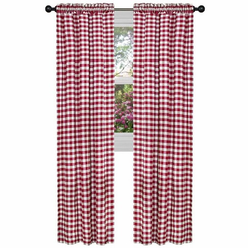 Kate Aurora Country Farmhouse Buffalo Check Plaid Gingham Single Window ...