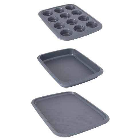 JoyJolt Glass Loaf Pans with Lids - Set of 3 ,Grey