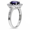 EVERLY JEWELRY | Sterling Silver 0.05 CT Diamond TW And 4 CT TGW Created Blue Sapphire Created White Sapphire Fashion Ring - 2 of 4
