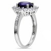 EVERLY JEWELRY | Sterling Silver 0.05 CT Diamond TW And 4 CT TGW Created Blue Sapphire Created White Sapphire Fashion Ring - image 2 of 4