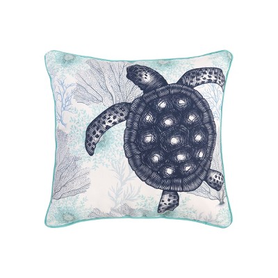 C&F Home 18" x 18" Aqua Turtle Printed Throw Pillow