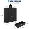32 Inch Wide Fluted 5-Drawer Dresser, Black Finish with Metal Handles, Multi-Functional Storage Organizer for Bedroom Living Room Hallway - 2 of 4