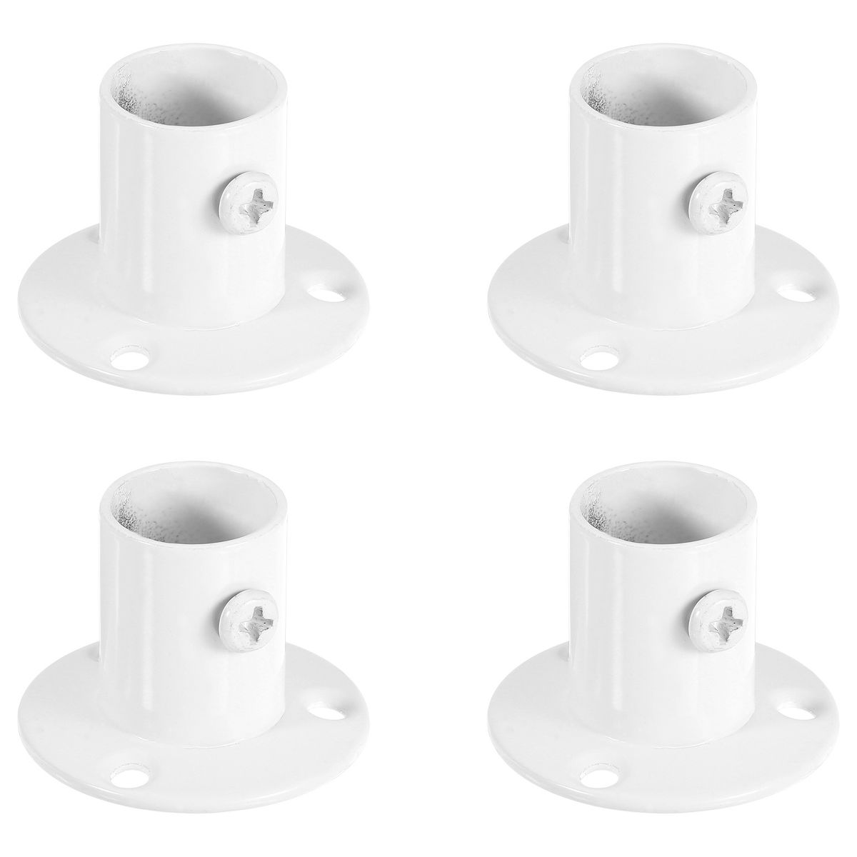 Unique Bargains Wall Mount Pole Sockets Flange Holder Closet Curtain Rod Bracket 4 Pcs