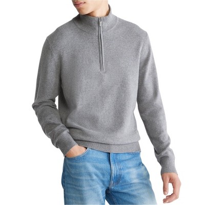 Calvin Klein Mens Ribbed Trim Quarter Zip Pullover Sweater