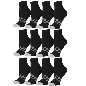 Tipi Toe Women's 12-Pairs Running & Athletic Sports Performance Mosaic Midnight Grey Patterned Ankle/Quarter Socks For Women - 1 of 4